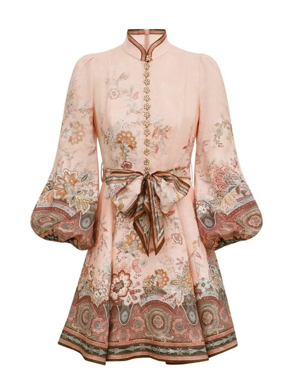 Zimmermann Alchemy belted floral-print linen mini dress - Size 0/US4